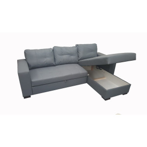Monza II Right Corner Sofa Bed Grey PU