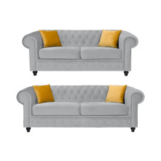 Newport 3+2 Seater Sofa Silver Plush