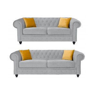Newport 3+2 Seater Sofa Silver Plush