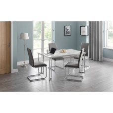 Positano White Marble Dining Table + 4 Chairs Set