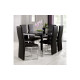 Tempo Black Glass Dining Table + 6 Roma Fabric Cantilever Chairs Set