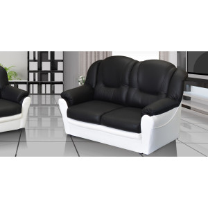 Arizona 2 Seater Sofa Black and White PU
