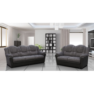 Arizona Fabric 3+2 Seater Sofa Black and Grey