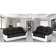 Arizona 3+2 Seater Sofa Black and White PU