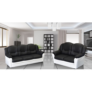 Arizona 3+2 Seater Sofa Black and White PU