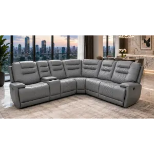 Arwen Grey Leather Corner Power Recliner
