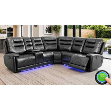 Arwen Black Leather Corner Power Recliner